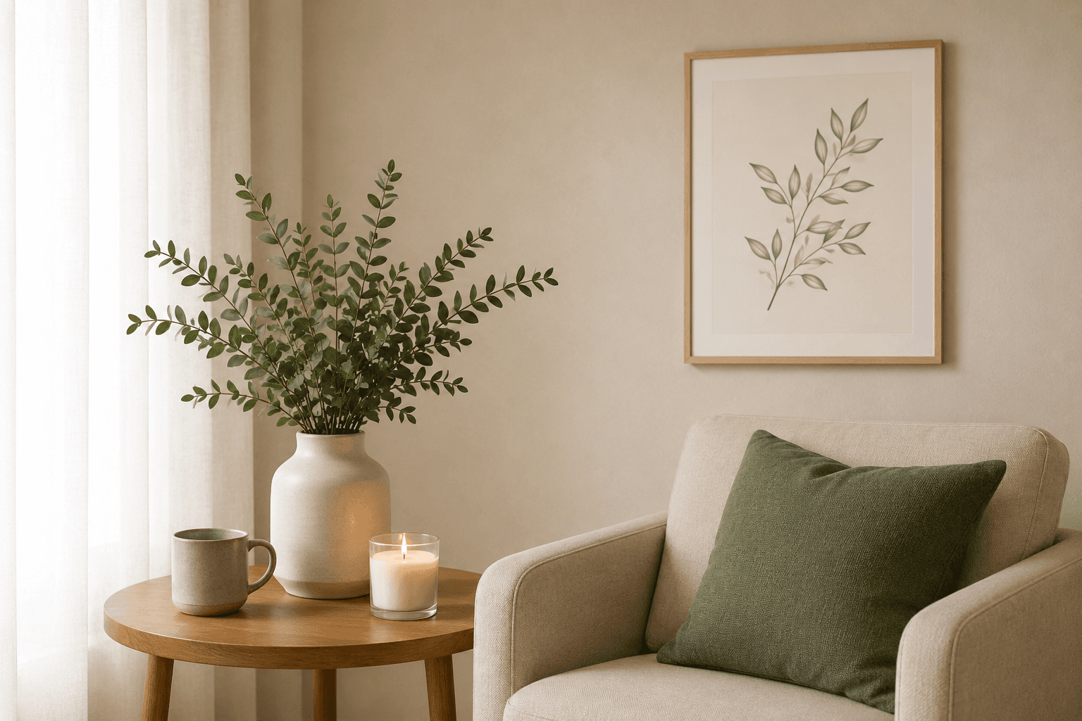 Calm therapy room with warm natural light